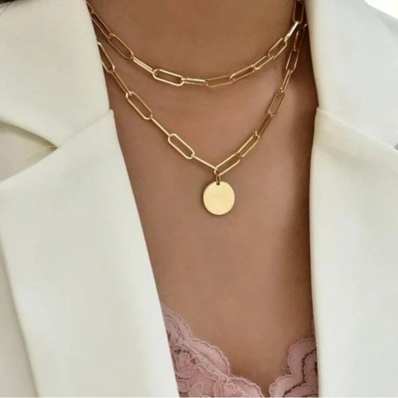 Anthropologie Jewelry - Fiorella Layered Disc Gold Necklace